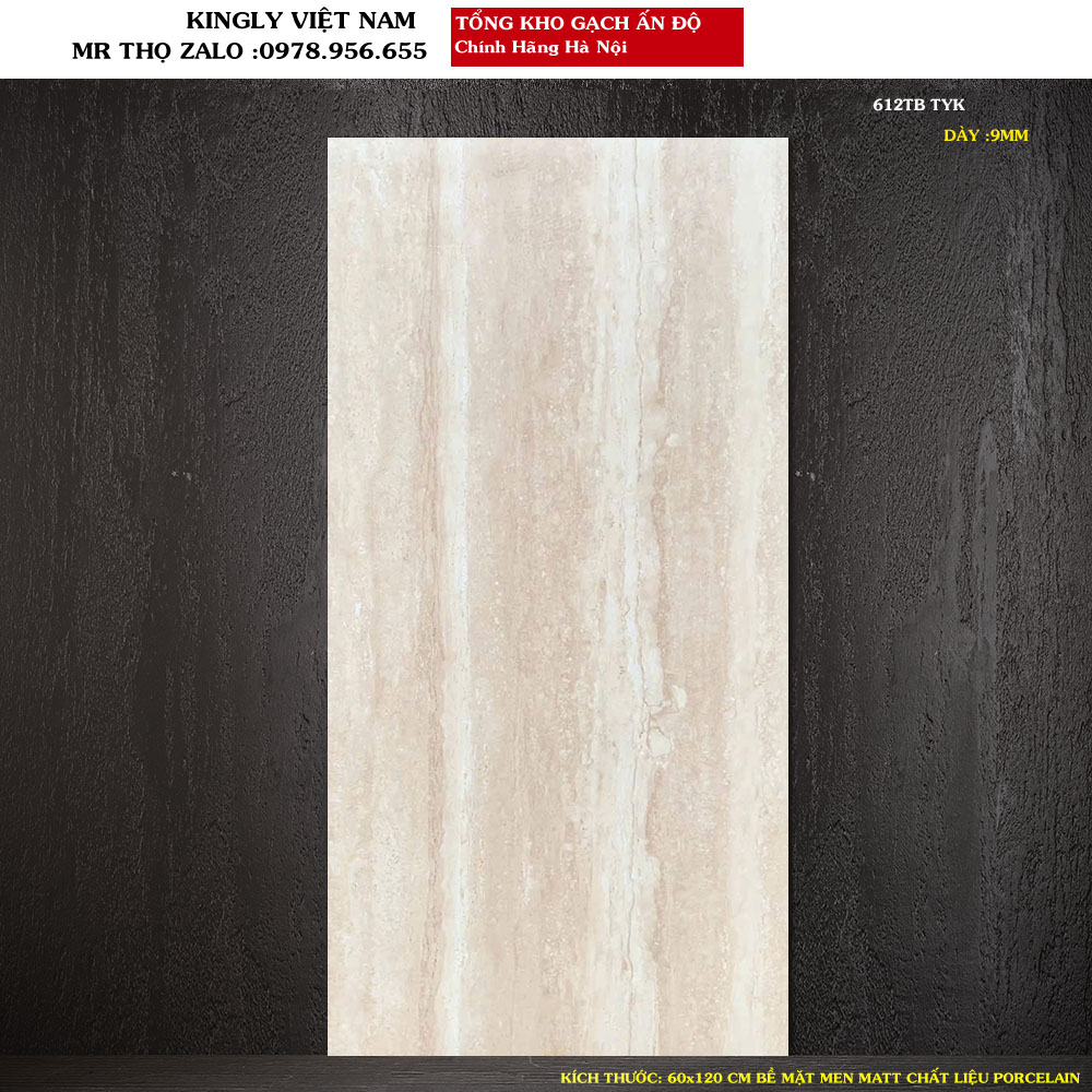 Gạch giả đá Travertine 60x120 cm 612TB Loại 1